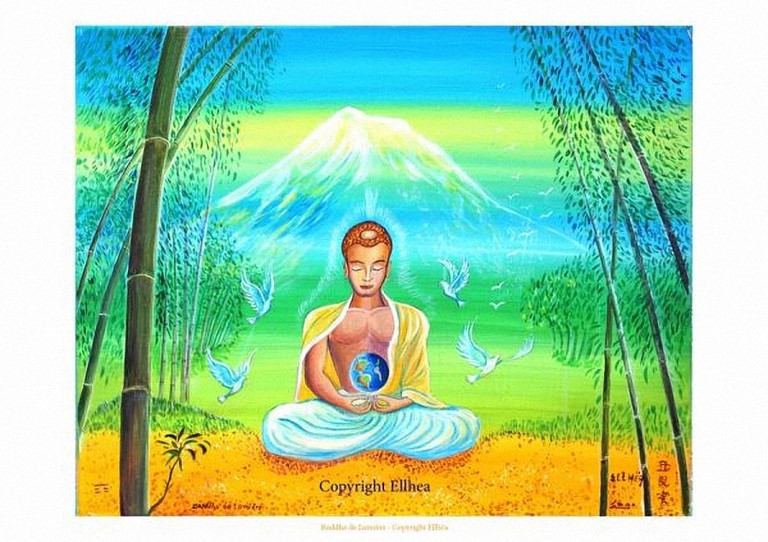poster méditation Buddha de Lumière peinture Ellhea Zen-space-shop