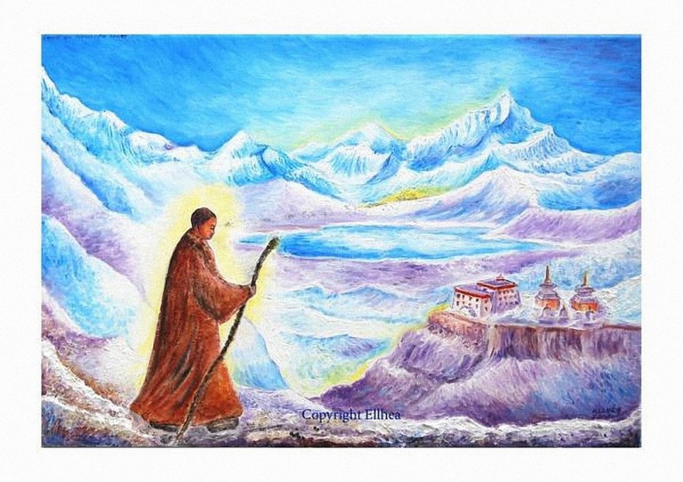 Monastère Secret poster Tibet peinture artiste Ellhëa