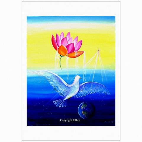 poster méditation colombe de lumiere peinture Ellhëa Zen-Space-Shop